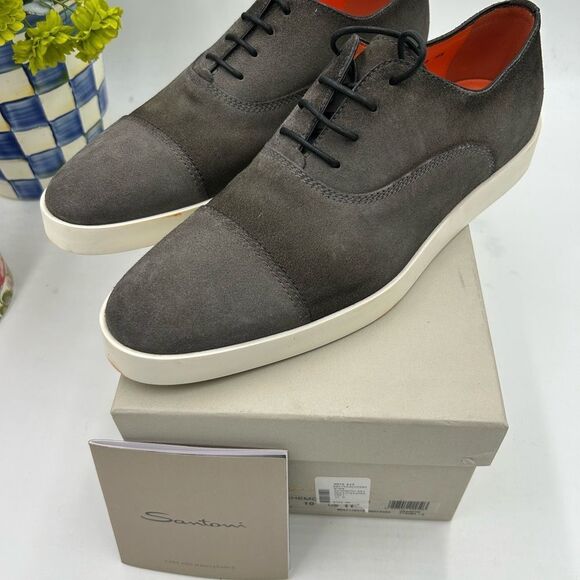 Men's Santoni cap toe lace up oxfords size 11 US made in Italy - Picture 11 of 11